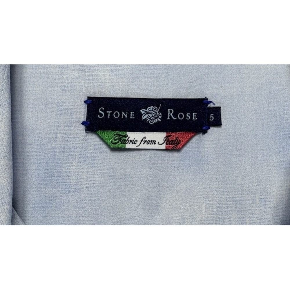 Stone Rose Men's XL Dress Shirt White Blue Purple Pattern Flip Cuff Long Sleeve - Picture 3 of 11